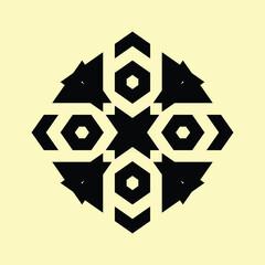 black abstract and arabic ceramic designs on a light yellow background