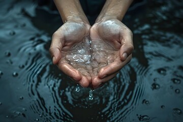 hand holding water