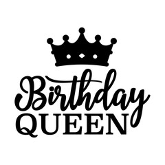 Birthday Queen Illustration on White Background