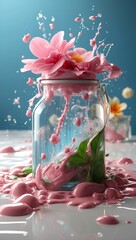 rose petals in a glass of water