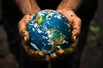 Fotobehang Hands holding earth © kawin302