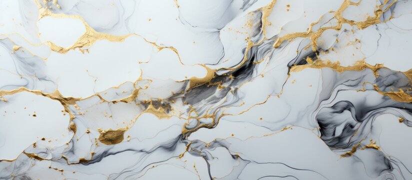 White Marble texture with shiny gold veins for digital wall design - Powered by Adobe