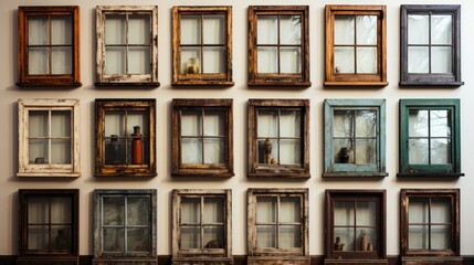 Original antique house window frame as background