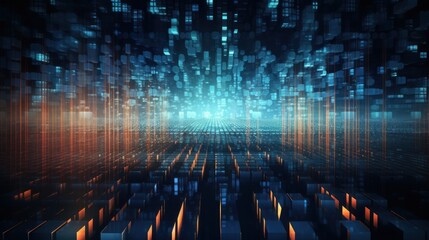 Obraz premium Technology Particle in the structure of IT data processing Background