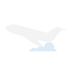 Plane takes off. Airplane on a background of clouds, vector illustration