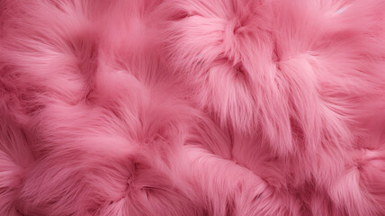 Pink sheepskin fur top view. Pink backgroundม pink fur background