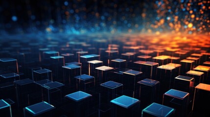 Obraz premium Technology Particle in the structure of IT data processing Background