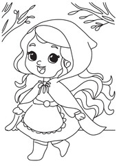 Children coloring book smile cute girl illustration 