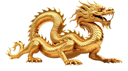 Chinese golden dragon isolated on white. Golden traditional chinese dragon