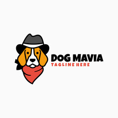 Vector Logo Illustration Dog Mafia Mascot Cartoon Style