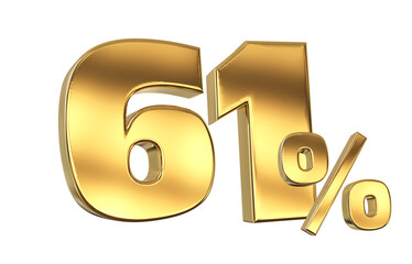 61 Off. Discount creative composition. 3d Golden sale symbol with decorative objects