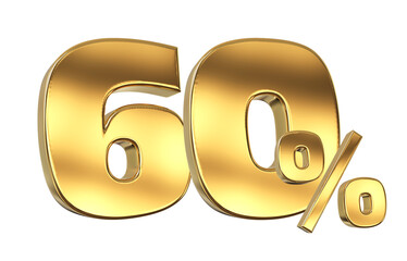 60 Off. Discount creative composition. 3d Golden sale symbol with decorative objects