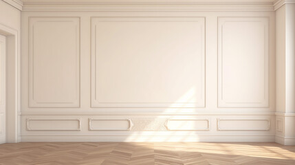 Naklejka premium empty luxury beige white wall room white door