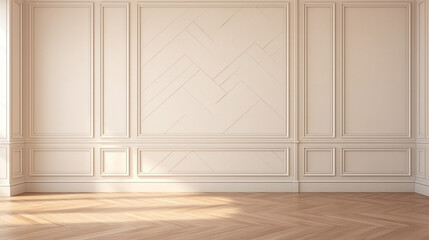 Naklejka premium empty luxury beige white wall room white door