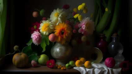 Obraz na płótnie Canvas still life with fruits and vegetables