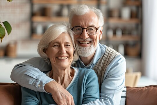Heartwarming scene of elder lovers smiling and sharing moments of happiness, cherishing quality time together