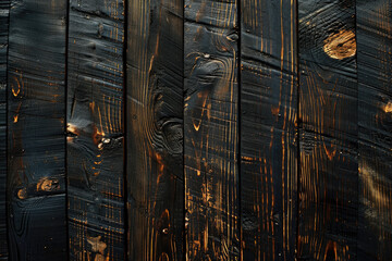 Burned wood wall background , in the style of dark amber, rusticcore, luminous shadows, decorative backgrounds, soft-edged, tabletop photography