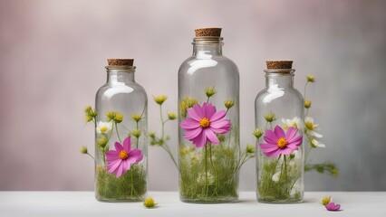 Obraz na płótnie Canvas flowers in a glass bottle