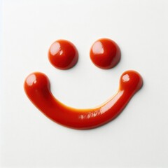 smile made with ketchup or sauce isolated on white background
