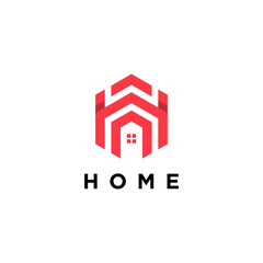 Minimalist home and monogram letter H real estate logo design template