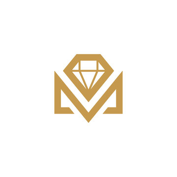 Letter m diamond stone logo and icon design vector concept for template	
