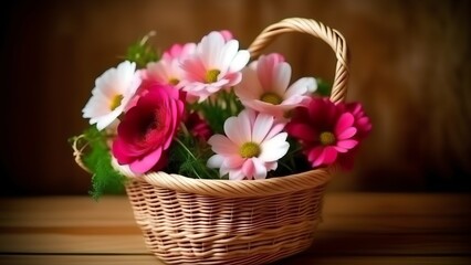 Obraz na płótnie Canvas bouquet of tulips in basket