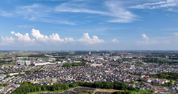 空撮 - 日本の都市風景 茨城県守谷市 観光 ビジネス 左ドリー