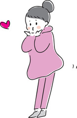 投げキッスする女性のイラスト