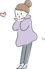 投げキッスする女性のイラスト