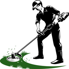 Lawn mower service logo icon isolated,Lawn mowing cutting grass,Gardener service logo icon isolated on white background vector illustration - obrazy, fototapety, plakaty