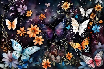 butterflies and flowers