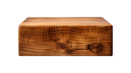 Blank wooden cube on a transparent png background