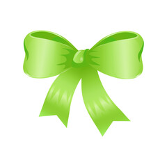 Vector decorative green bow illustration on white background