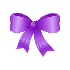 Vector decorative purple bow illustration on white background