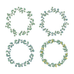 vector hand drawn leaves wreath collection background design