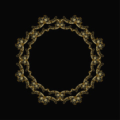 Vector floral background with golden frame