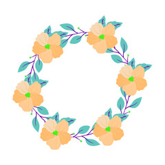 Vector flat floral wreaths on white background