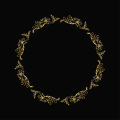 Vector floral background with golden frame