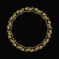 Vector floral background with golden frame