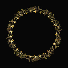 Vector floral background with golden frame