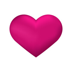 Vector pink 3d heart illustration on white background