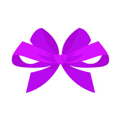 Vector purple ribbon in the bow isolated on white for present boxes