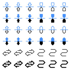 Arrow icon related to the direction of confrontation and collision.

