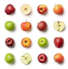 Apples collection isolated on white