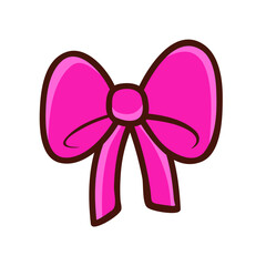 Vector pink ribbon bow decorative on white