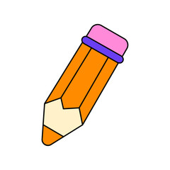 Vector pencil with eraser vector cartoon illustration isolated on a white background