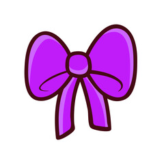 Vector purple ribbon bow decorative on white