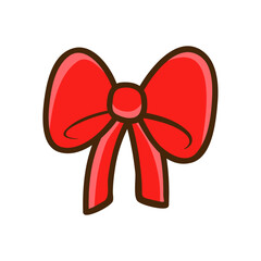 Vector red ribbon bow decorative on white