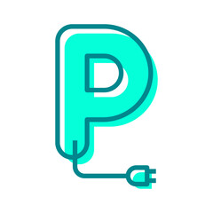 Vector blue parking sign on white background