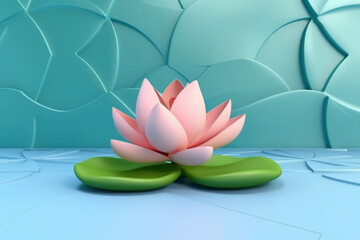 Simple Isolated Lotus on Blue Background
